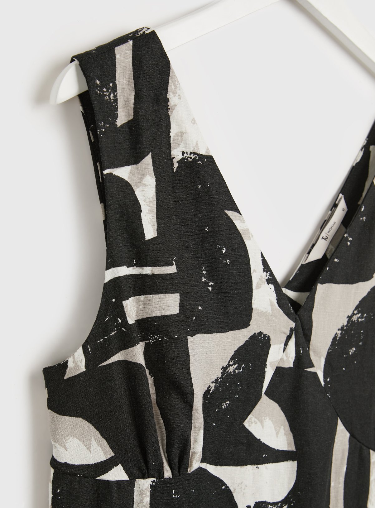 Mono Block Print Linen-Rich Shift Dress - 10 - Image 4 thumbnail
